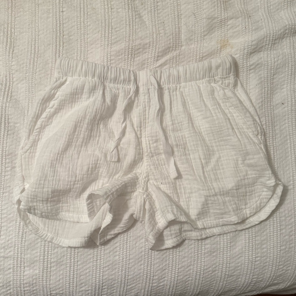 White linen shorts